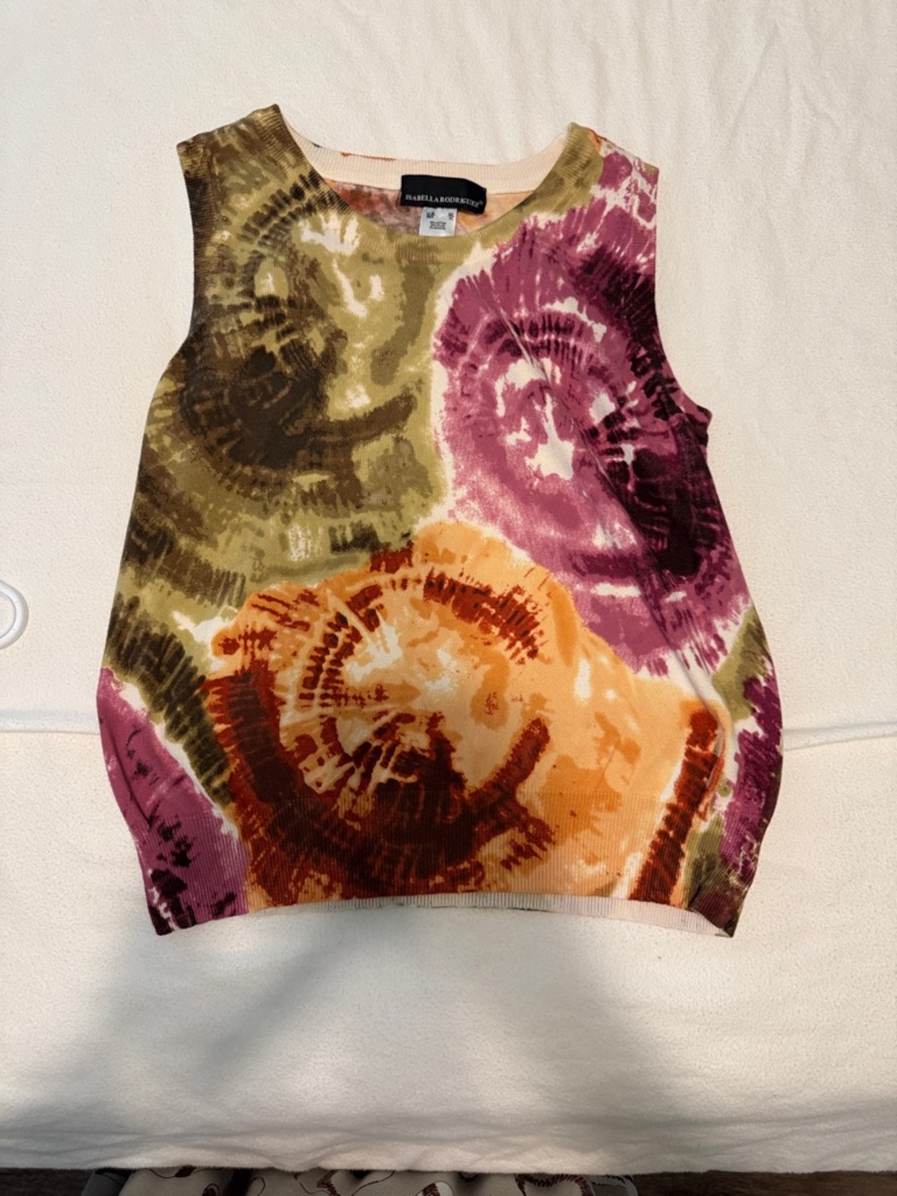 Isabella Rodriguez Sleeveless Tie-Dye Knit Top - Olive, Plum, Orange